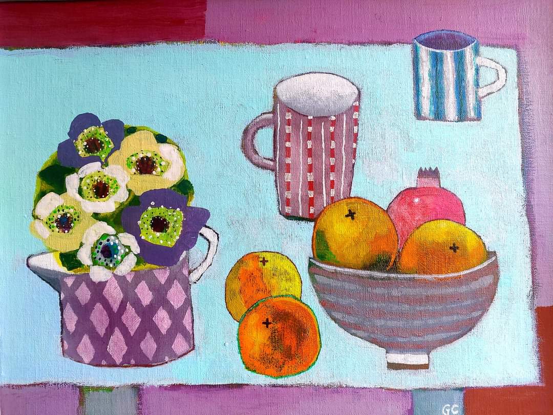 Table with Anemones and Oranges