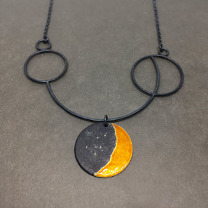 Orange Crescent Moon Statement Necklace