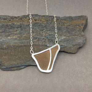 Reversible Brown Lined Pebble Necklace