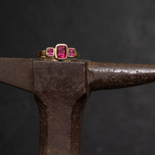 Load image into Gallery viewer, Three Stone Hot Pink Spinel Ring