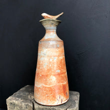 Load image into Gallery viewer, Tall stoneware pouring oil bottle with stopper