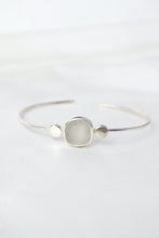 Load image into Gallery viewer, White sea glass and silver cuff bangle