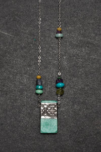 Amazonite and pewter necklace