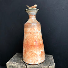 Load image into Gallery viewer, Tall stoneware pouring oil bottle with stopper