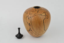 Load image into Gallery viewer, Spalted Beech Vessel with Threaded Ebony Lid