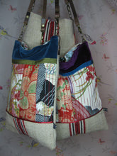 Load image into Gallery viewer, Kimono Shoulder Bag with Hessian Sack : Navy