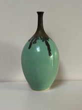Load image into Gallery viewer, Eau de Nil and Bronze Stem Vase
