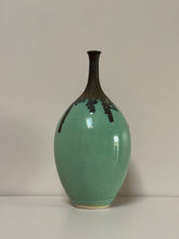 Load image into Gallery viewer, Eau de Nil and Bronze Stem Vase