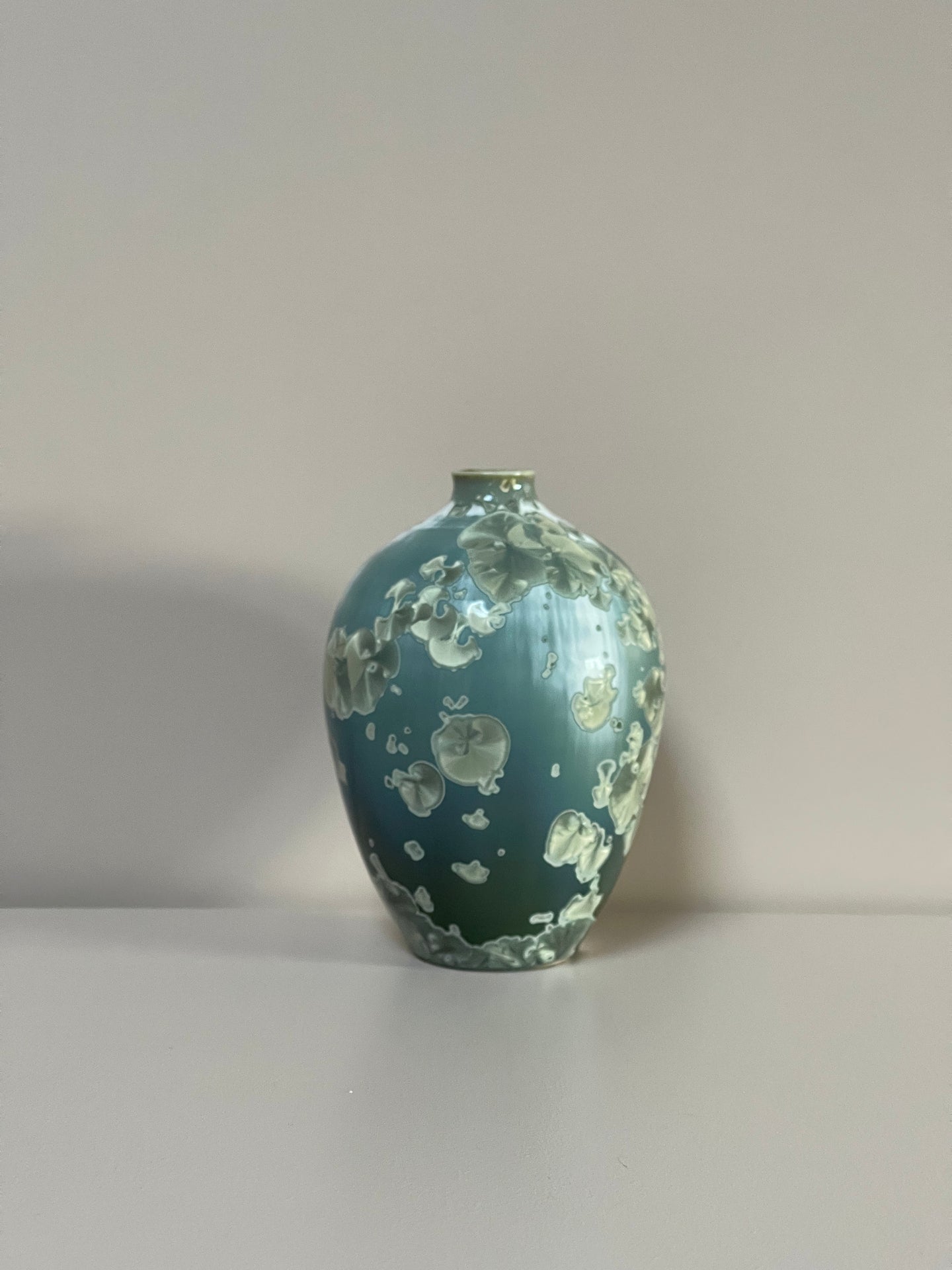 Small Teal Crystalline Vase