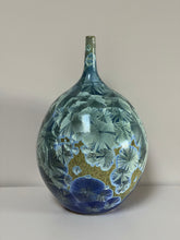 Load image into Gallery viewer, Large Blue Crystalline Vase