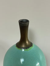 Load image into Gallery viewer, Eau de Nil and Bronze Stem Vase