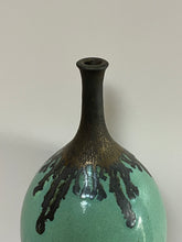 Load image into Gallery viewer, Eau de Nil and Bronze Stem Vase