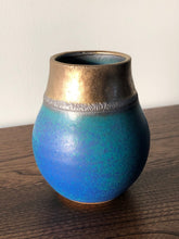 Load image into Gallery viewer, Small blue and bronze pot
