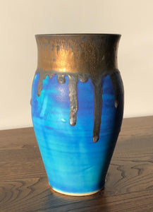 Bronze and blue pot