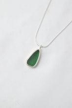 Load image into Gallery viewer, Green sea glass and silver necklace