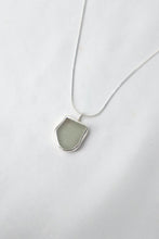 Load image into Gallery viewer, Sage green sea glass and silver necklace