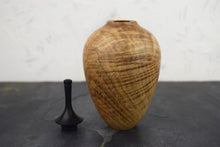 Load image into Gallery viewer, Rippled oak and ebony lidded vessel