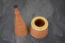 Load image into Gallery viewer, Pear wood ring box with boxwood collar