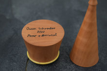 Load image into Gallery viewer, Pear wood ring box with boxwood collar