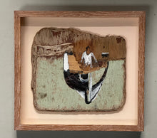 Load image into Gallery viewer, Black and White Boat on Found Ply