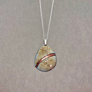 Amber Enamel Pebble Pendant