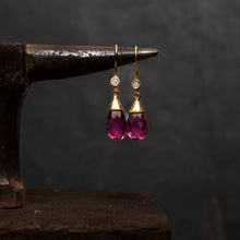 Load image into Gallery viewer, Facet Pink Tear Drop Pink Tourmaline Earrings
