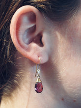 Load image into Gallery viewer, Facet Pink Tear Drop Pink Tourmaline Earrings
