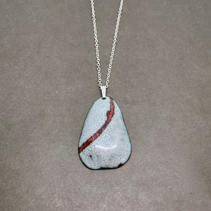 Large Grey Enamel Pebble Pendant