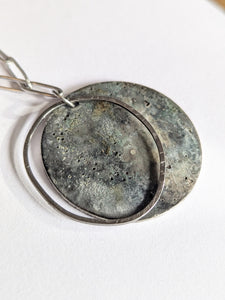 Grey Enamel Large Disc Pendant