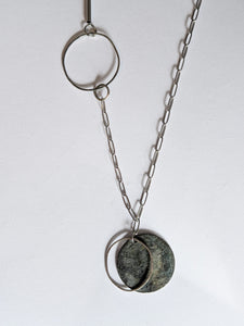 Grey Enamel Large Disc Pendant