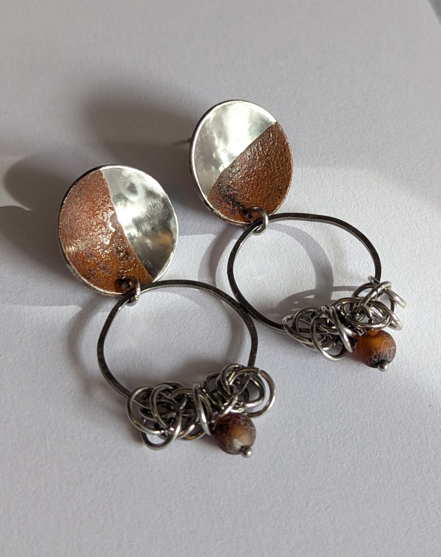 Bowl Studs with Brown Enamel