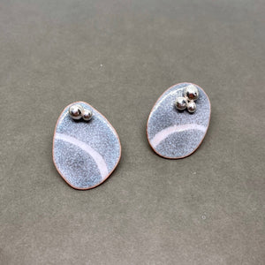 Multiway Grey Enamel Pebble Earrings