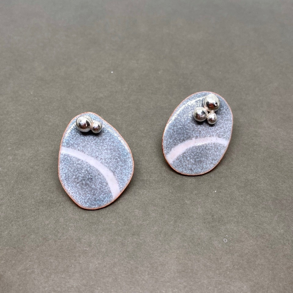 Multiway Grey Enamel Pebble Earrings