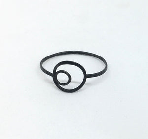 Oxidised Double Moon Ring -Size T