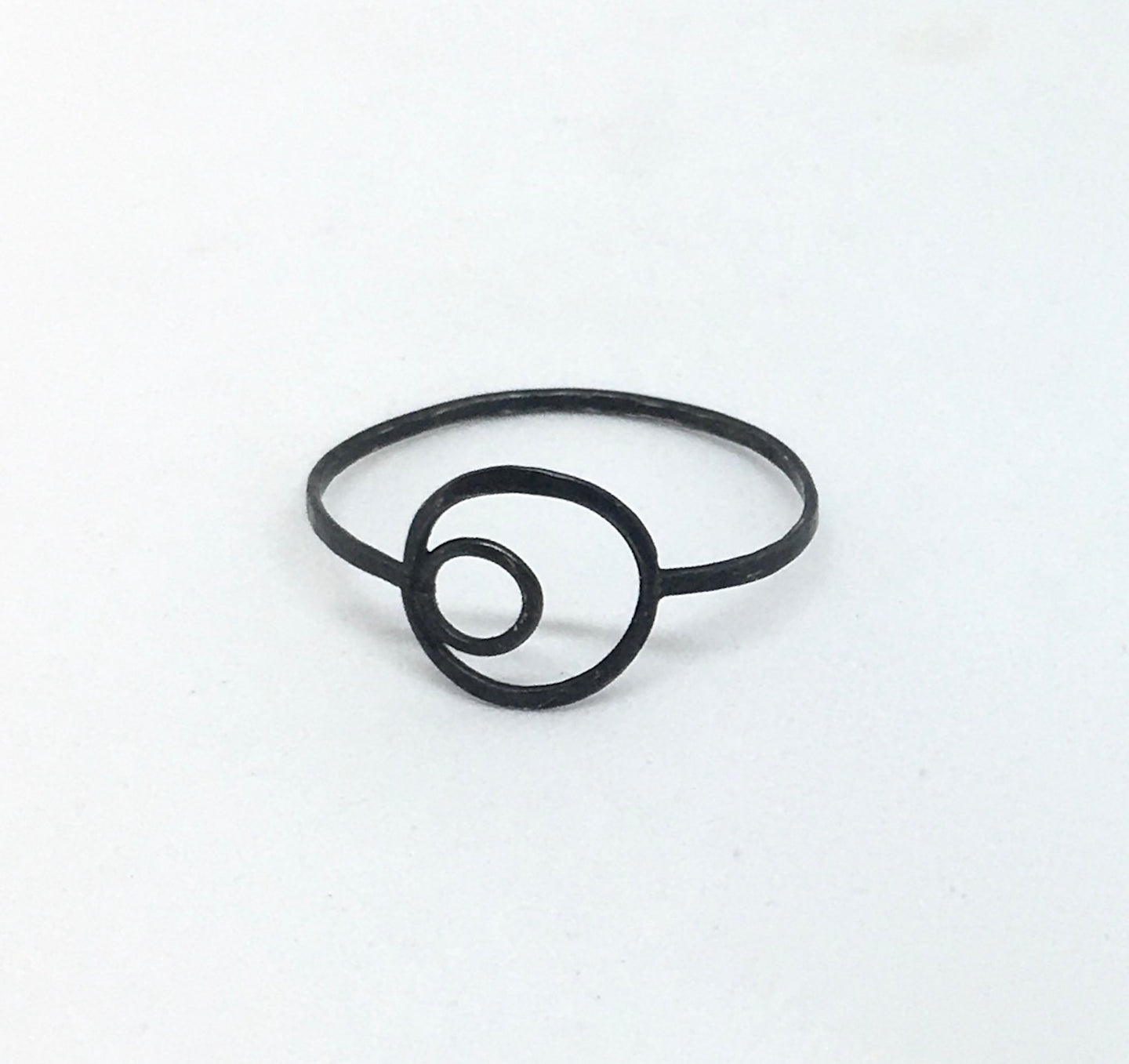 Oxidised Double Moon Ring -Size T