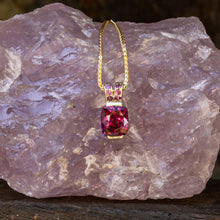 Load image into Gallery viewer, Faceted Rectangular Cushion Rose Garnet Pendant Necklace
