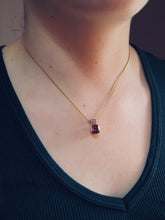 Load image into Gallery viewer, Faceted Rectangular Cushion Rose Garnet Pendant Necklace
