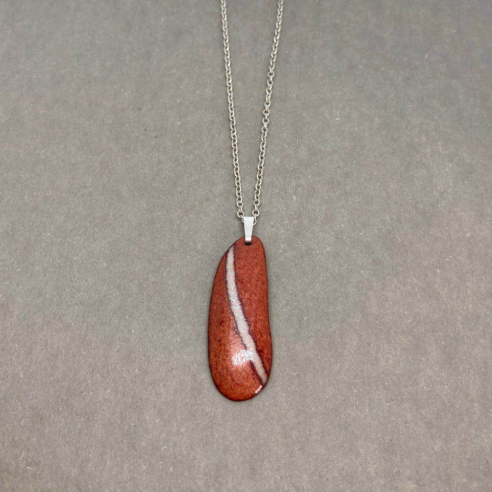 Red Enamel Pebble Pendant