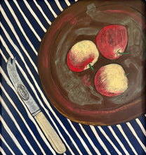 Load image into Gallery viewer, Studio Pottery Bowl of Apples with a Sheffield Knife
