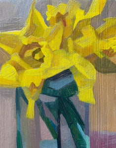 Daffodils in Square Vase