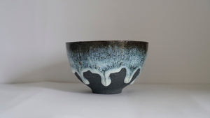 Black Clay Bowl with nuka glaze and speckles of slate