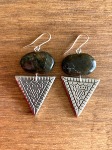 Labradorite and Pewter Earrings