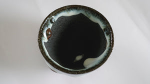 Black Clay Bowl with nuka glaze and pieces of slate