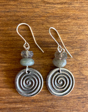 Load image into Gallery viewer, Labradorite and Pewter Earrings
