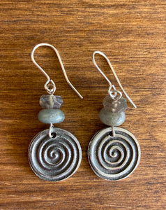 Labradorite and Pewter Earrings