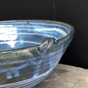 Navy Blue Bowl with White Porcelain Slip