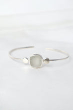 Load image into Gallery viewer, White sea glass and silver cuff bangle
