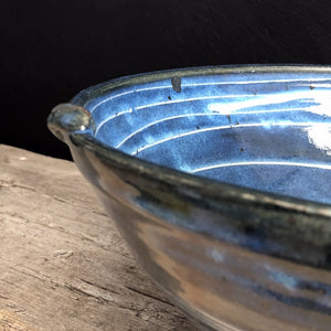 Navy Blue Bowl with White Porcelain Slip