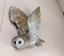 Load image into Gallery viewer, Wall Hung Raku Fired Barn Owl
