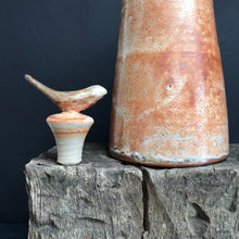 Load image into Gallery viewer, Tall stoneware pouring oil bottle with stopper
